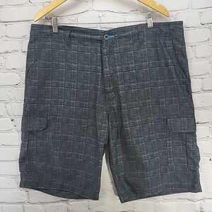 Burnside‎ Cargo Shorts Mens Sz 38 Gray Plaid Quick-Dry Casual